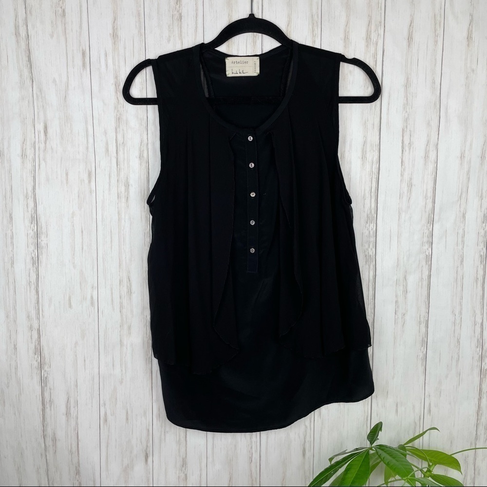 Anthropologie Nicole Miller Artelier black bohemian tank
